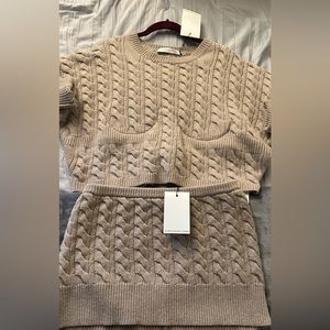 Christopher Esber wool and cashmere, crop top and micro skirt, mini set size XL